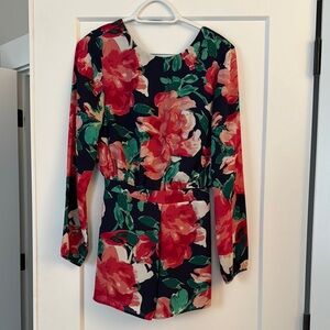 Lulu's Navy and Floral Backless Romper